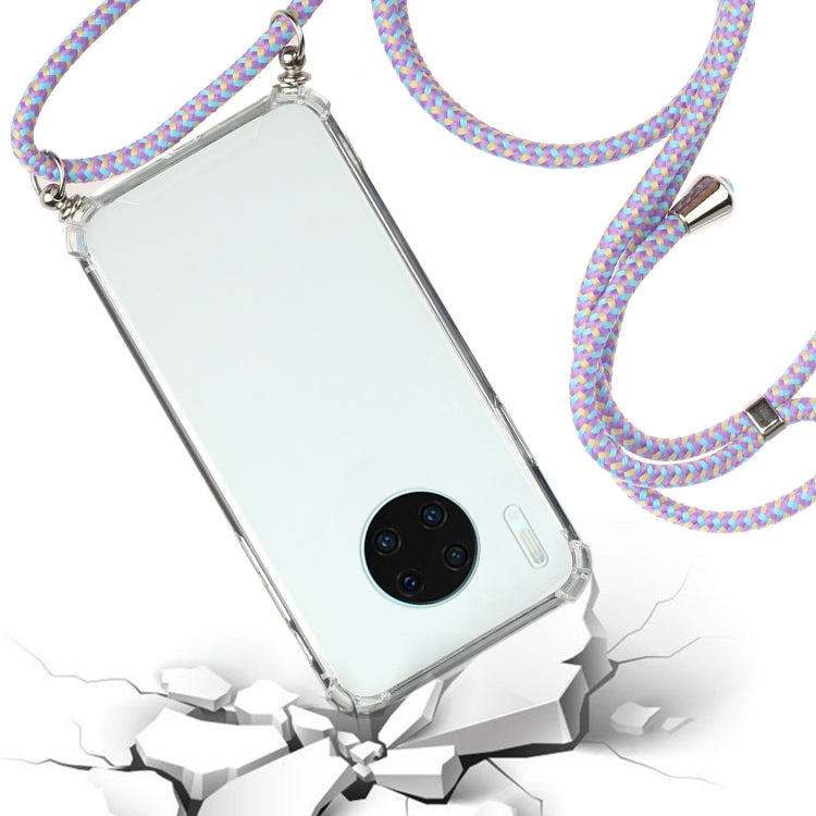 For Huawei Mate 30 Pro Four-Corner Anti-Fall Transparent TPU Protective Case with Lanyard