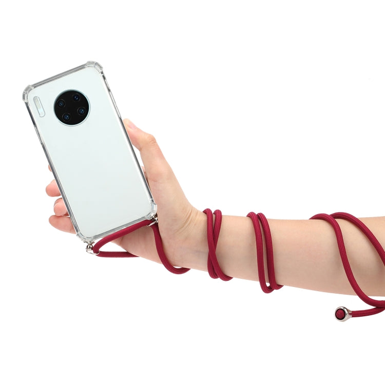For Huawei Mate 30 Pro Four-Corner Anti-Fall Transparent TPU Protective Case with Lanyard