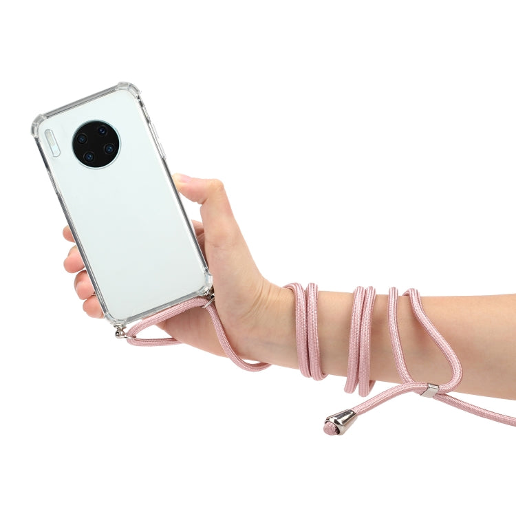 For Huawei Mate 30 Pro Four-Corner Anti-Fall Transparent TPU Protective Case with Lanyard