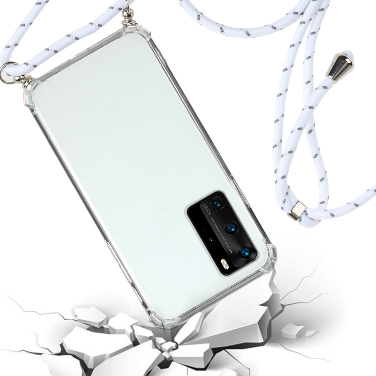 For Huawei P40 Four-Corner Anti-Fall Transparent TPU Protective Case with Lanyard