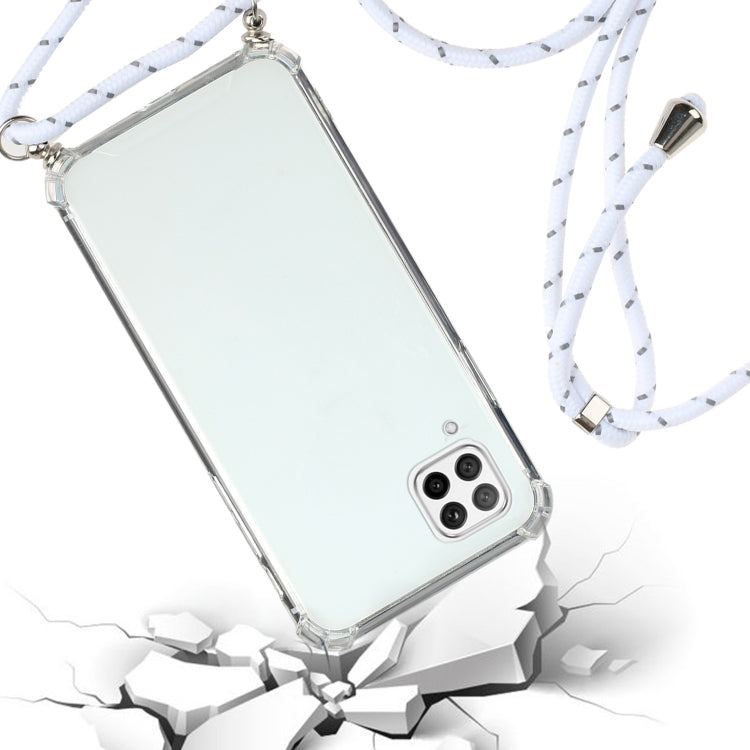 For Huawei P40 Lite Four-Corner Anti-Fall Transparent TPU Protective Case with Lanyard