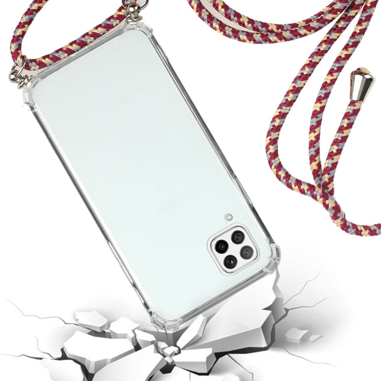 For Huawei P40 Lite Four-Corner Anti-Fall Transparent TPU Protective Case with Lanyard