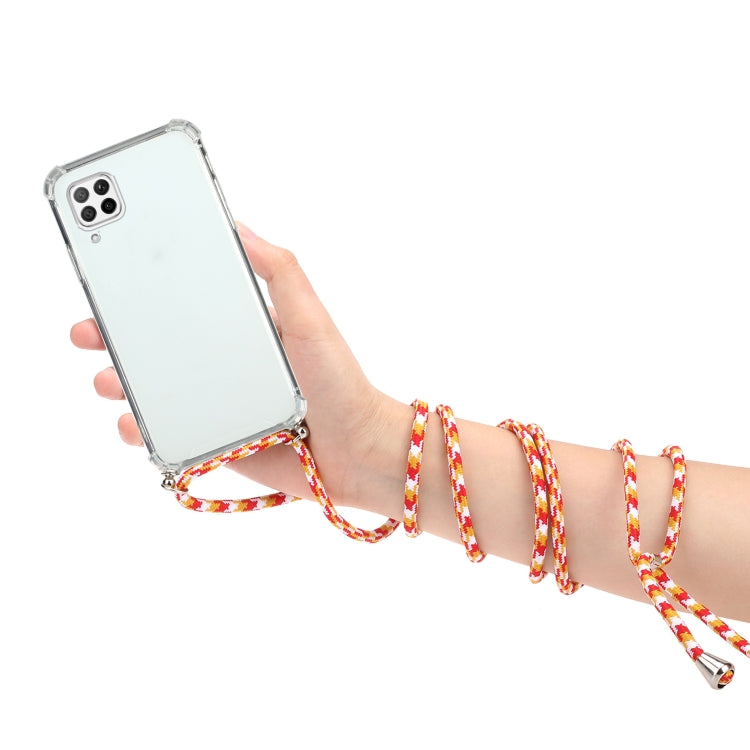 For Huawei P40 Lite Four-Corner Anti-Fall Transparent TPU Protective Case with Lanyard