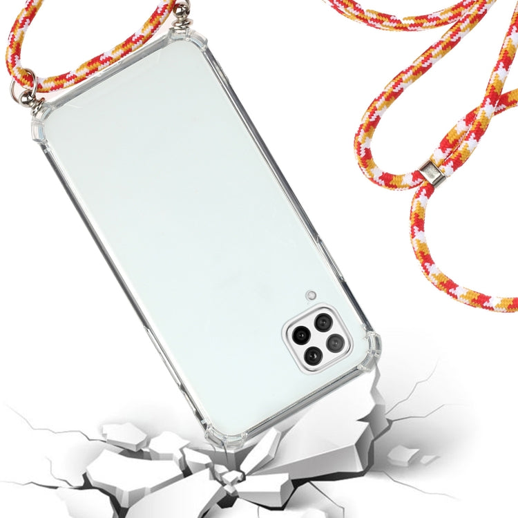 For Huawei P40 Lite Four-Corner Anti-Fall Transparent TPU Protective Case with Lanyard