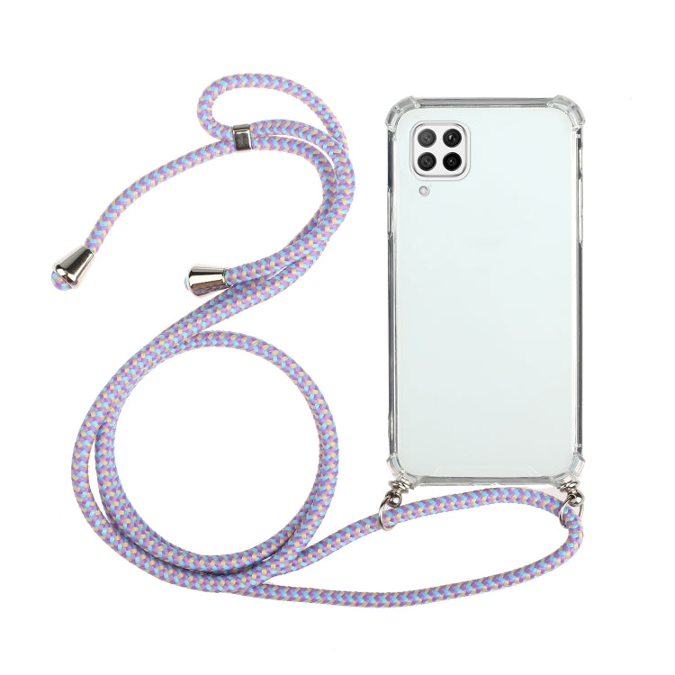 For Huawei P40 Lite Four-Corner Anti-Fall Transparent TPU Protective Case with Lanyard