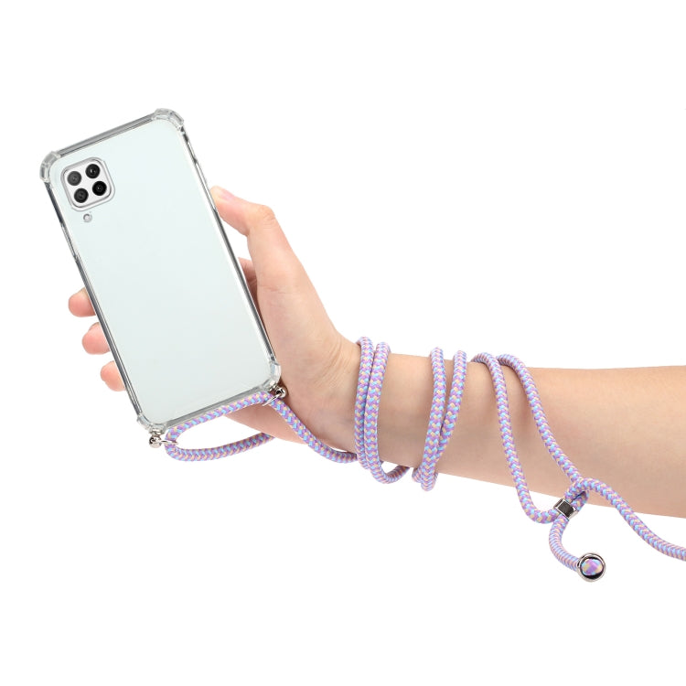 For Huawei P40 Lite Four-Corner Anti-Fall Transparent TPU Protective Case with Lanyard