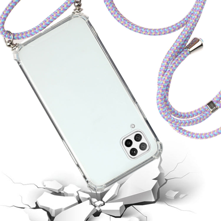 For Huawei P40 Lite Four-Corner Anti-Fall Transparent TPU Protective Case with Lanyard