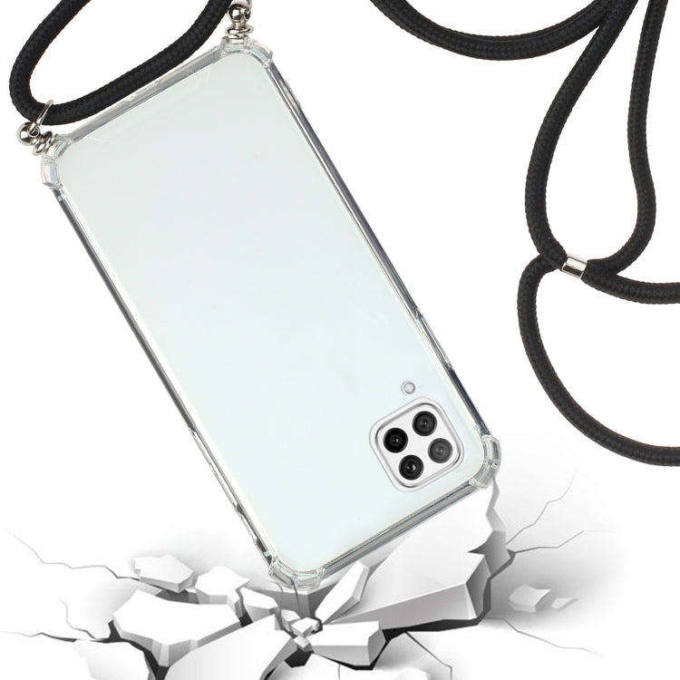 For Huawei P40 Lite Four-Corner Anti-Fall Transparent TPU Protective Case with Lanyard