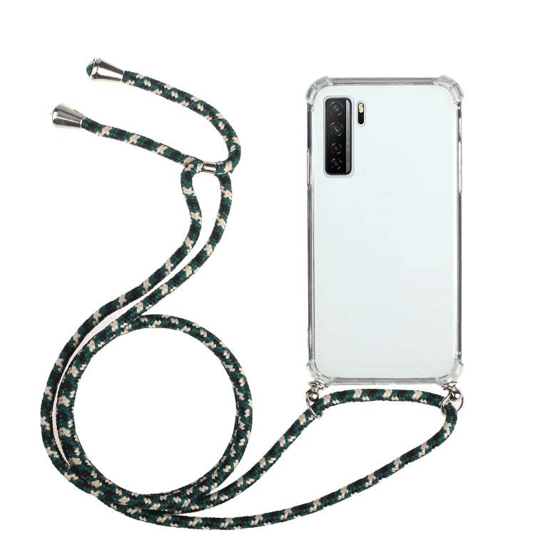 For Huawei P40 Lite 5G Four-Corner Anti-Fall Transparent TPU Protective Case with Lanyard