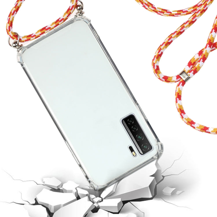 For Huawei P40 Lite 5G Four-Corner Anti-Fall Transparent TPU Protective Case with Lanyard