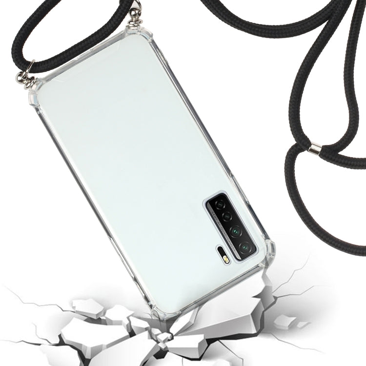 For Huawei P40 Lite 5G Four-Corner Anti-Fall Transparent TPU Protective Case with Lanyard