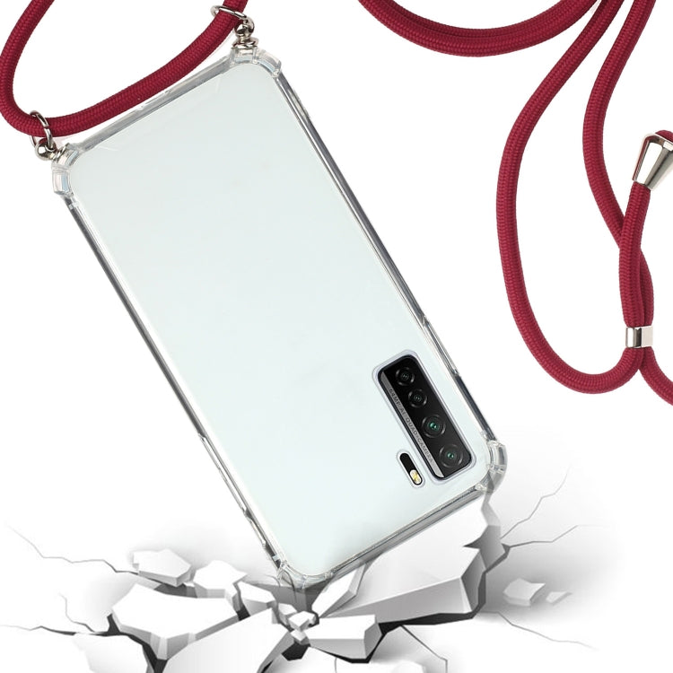 For Huawei P40 Lite 5G Four-Corner Anti-Fall Transparent TPU Protective Case with Lanyard