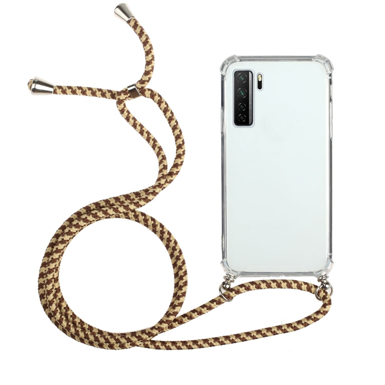 For Huawei P40 Lite 5G Four-Corner Anti-Fall Transparent TPU Protective Case with Lanyard