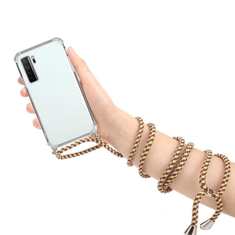 For Huawei P40 Lite 5G Four-Corner Anti-Fall Transparent TPU Protective Case with Lanyard