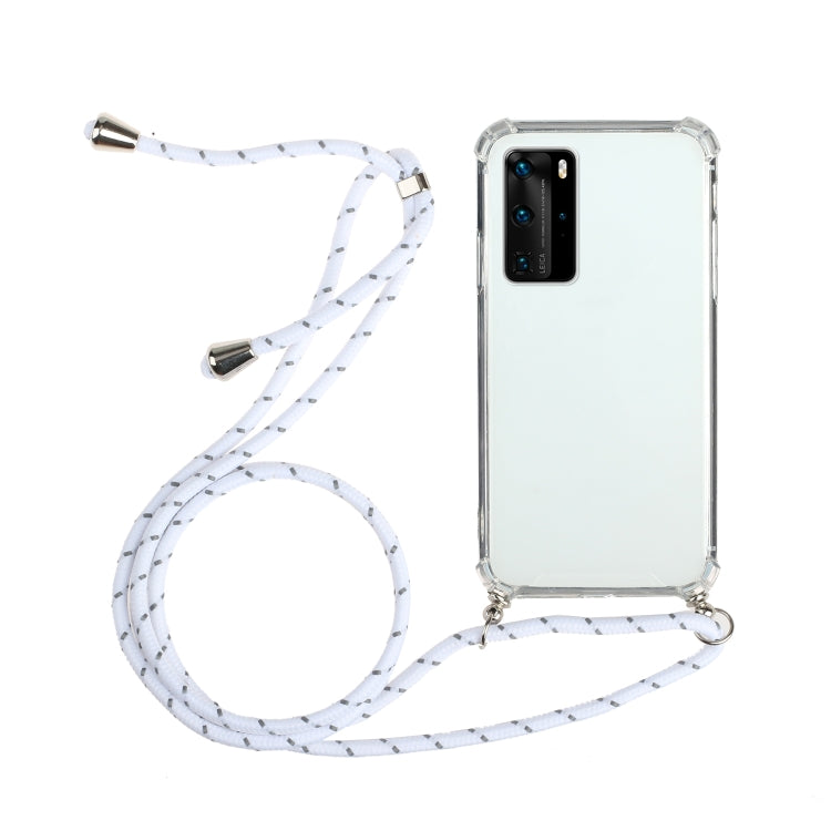 For Huawei P40 Pro+ Four-Corner Anti-Fall Transparent TPU Protective Case with Lanyard