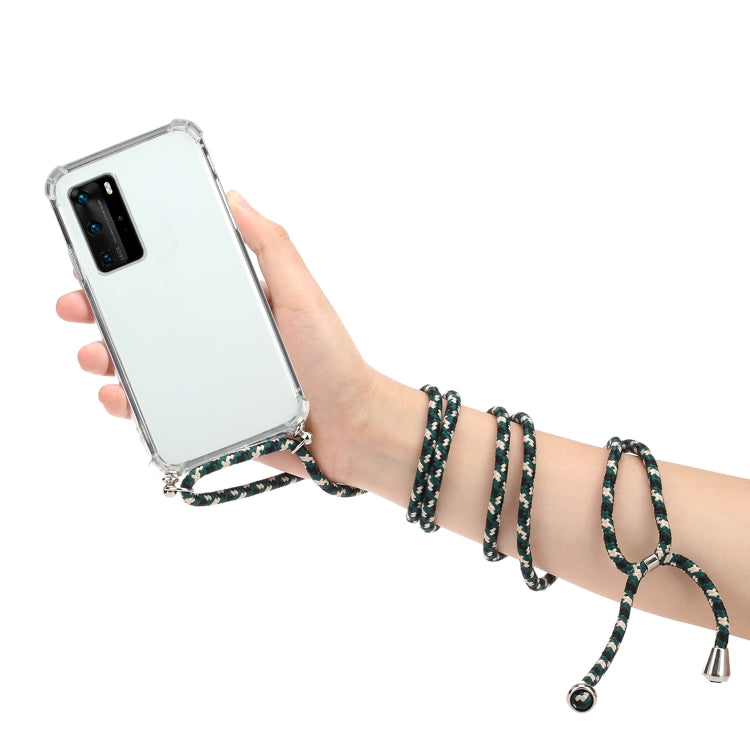 For Huawei P40 Pro+ Four-Corner Anti-Fall Transparent TPU Protective Case with Lanyard