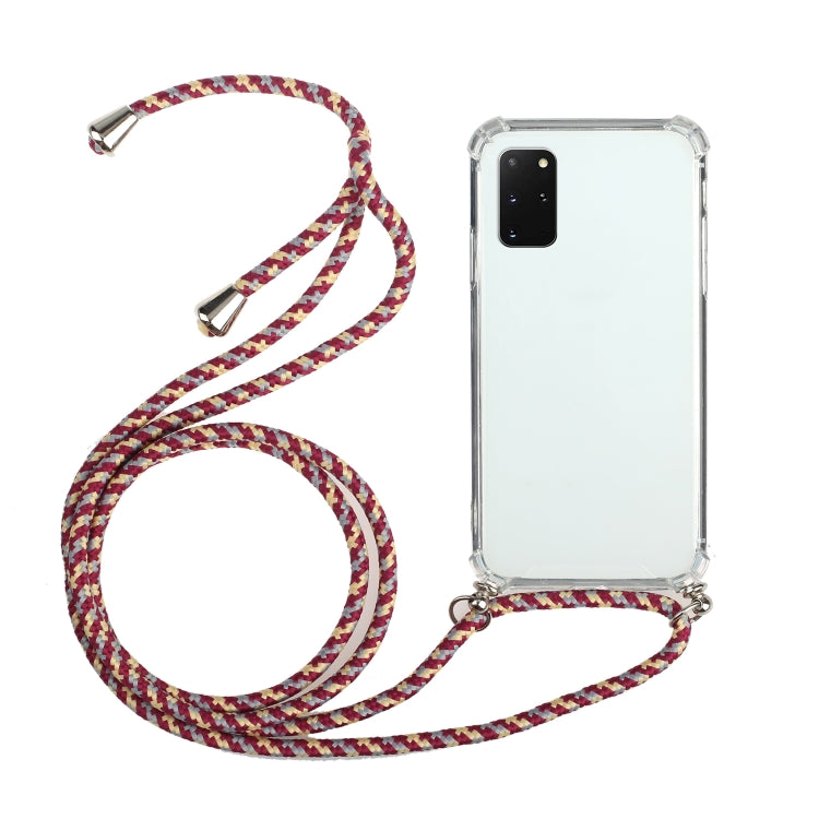 For Huawei Y5p Four-Corner Anti-Fall Transparent TPU Protective Case with Lanyard