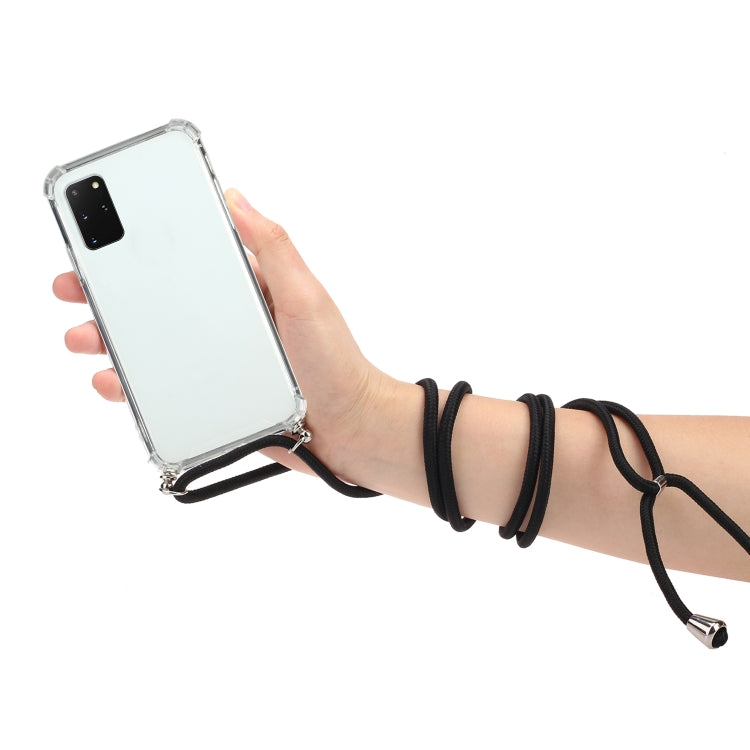 For Huawei Y5p Four-Corner Anti-Fall Transparent TPU Protective Case with Lanyard