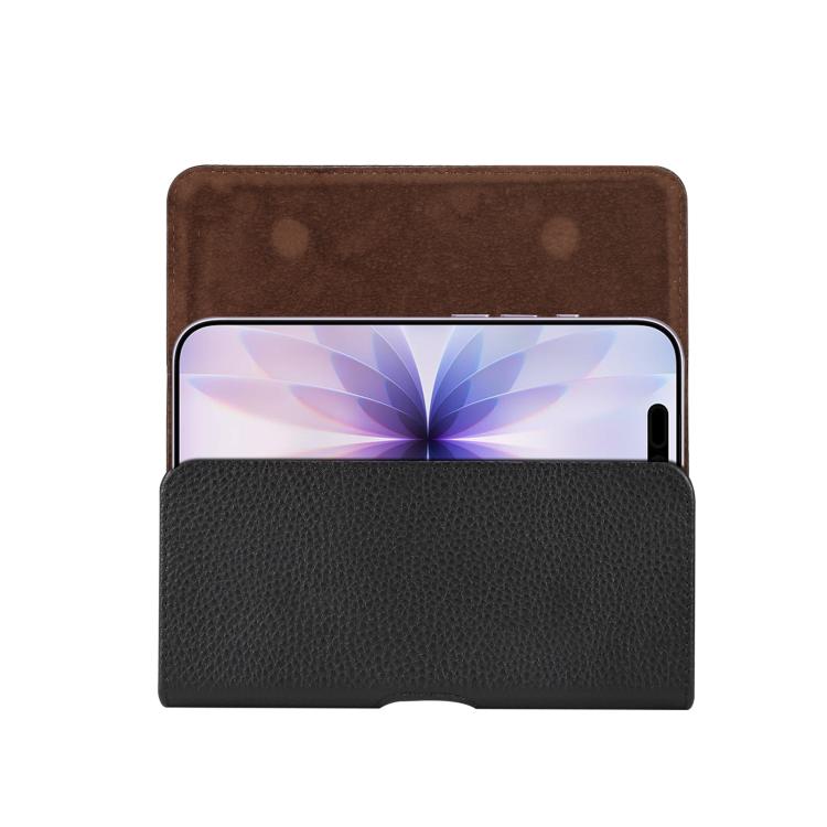 For 6.1 inch Genuine Leather Universal Waist Hanging Bag Leather Phone Case