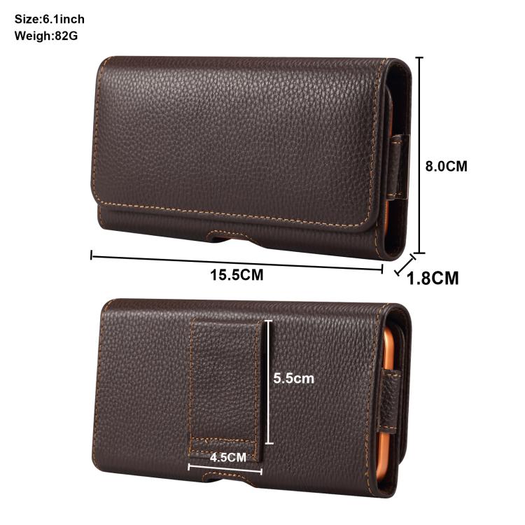 For 6.1 inch Genuine Leather Universal Waist Hanging Bag Leather Phone Case