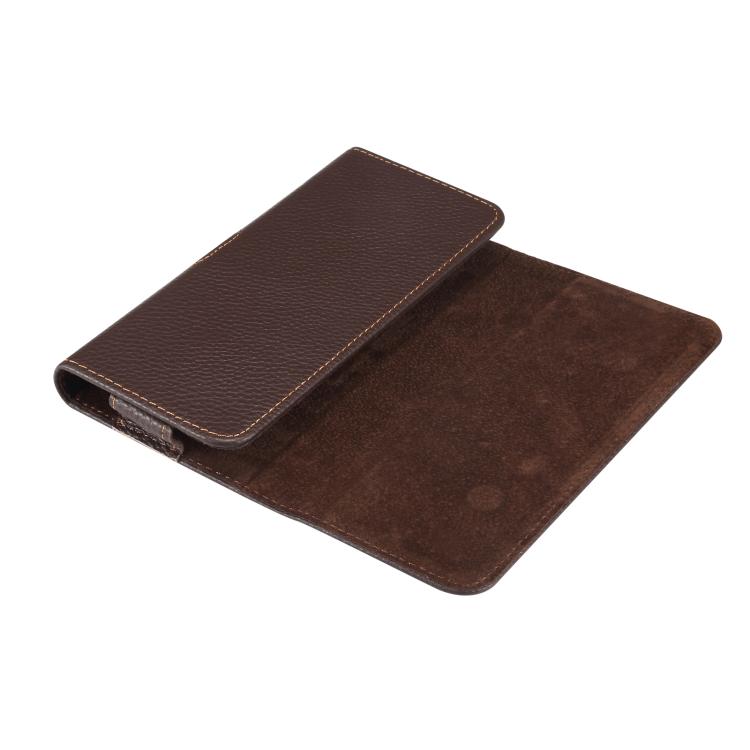 For 6.1 inch Genuine Leather Universal Waist Hanging Bag Leather Phone Case