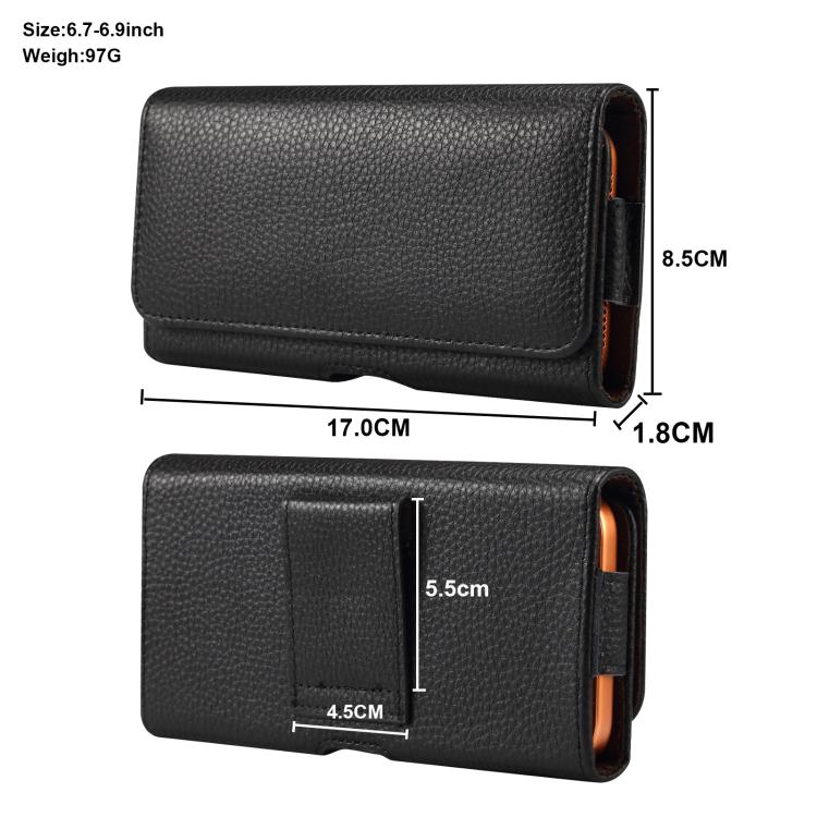 For 6.7-6.9 inch Genuine Leather Universal Waist Hanging Bag Leather Phone Case