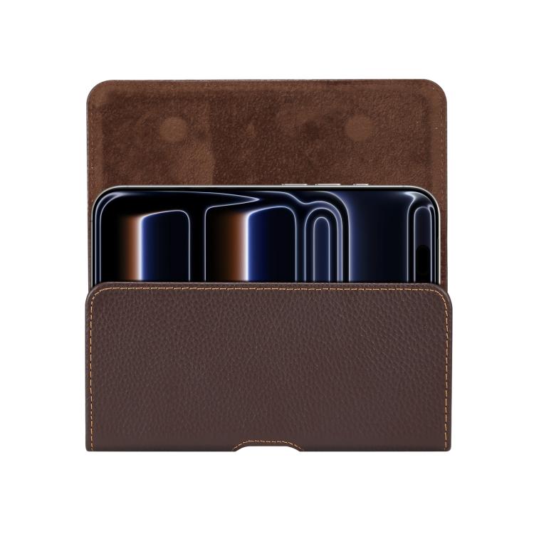 For 6.7-6.9 inch Genuine Leather Universal Waist Hanging Bag Leather Phone Case