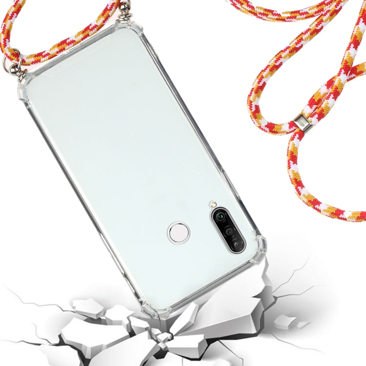 For Huawei Y6p Four-Corner Anti-Fall Transparent TPU Protective Case with Lanyard