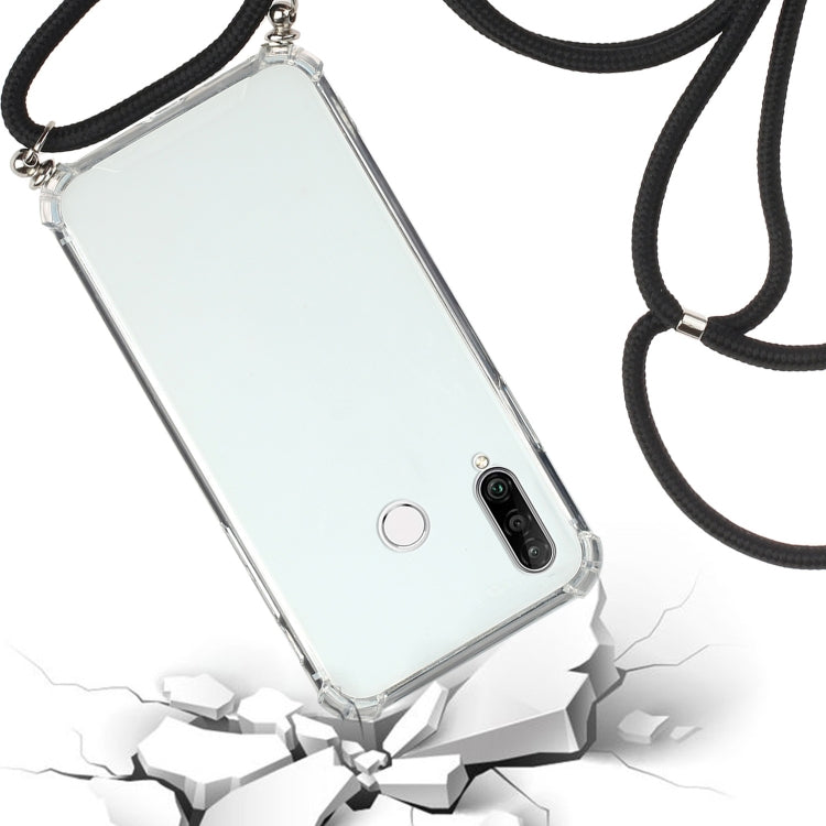 For Huawei Y6p Four-Corner Anti-Fall Transparent TPU Protective Case with Lanyard