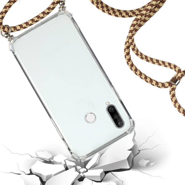 For Huawei Y6p Four-Corner Anti-Fall Transparent TPU Protective Case with Lanyard