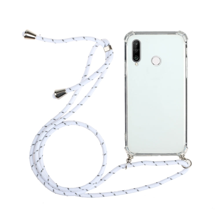 For Huawei Y7p Four-Corner Anti-Fall Transparent TPU Protective Case with Lanyard