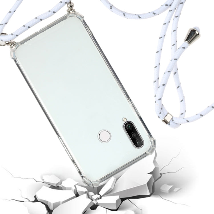 For Huawei Y7p Four-Corner Anti-Fall Transparent TPU Protective Case with Lanyard