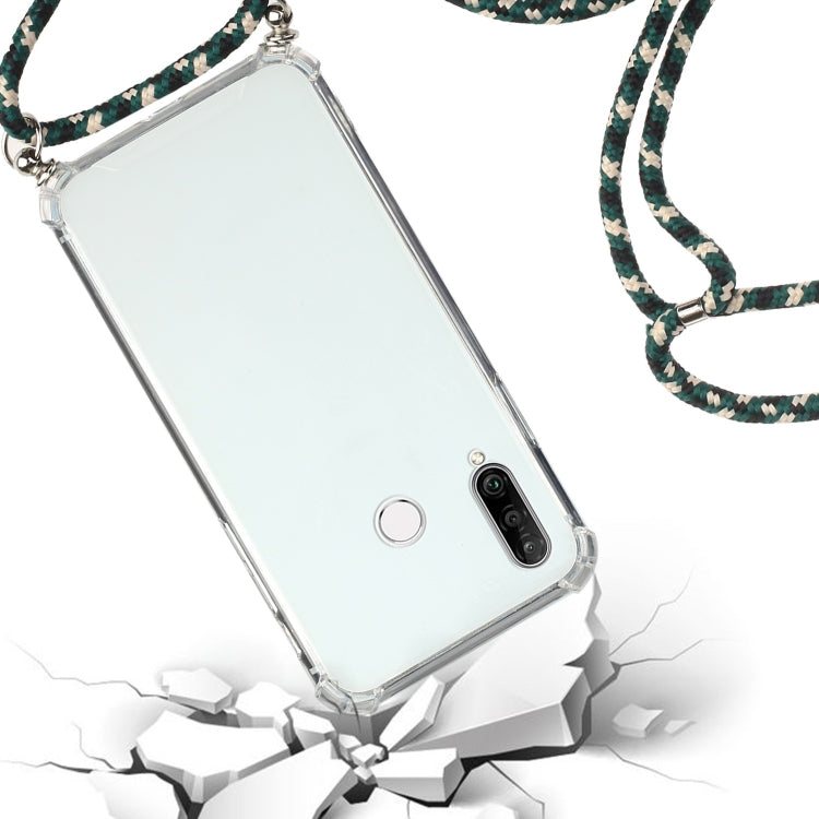 For Huawei Y7p Four-Corner Anti-Fall Transparent TPU Protective Case with Lanyard