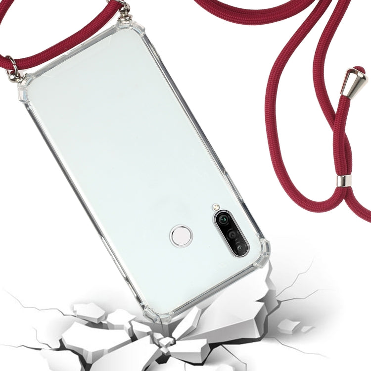 For Huawei Y7p Four-Corner Anti-Fall Transparent TPU Protective Case with Lanyard