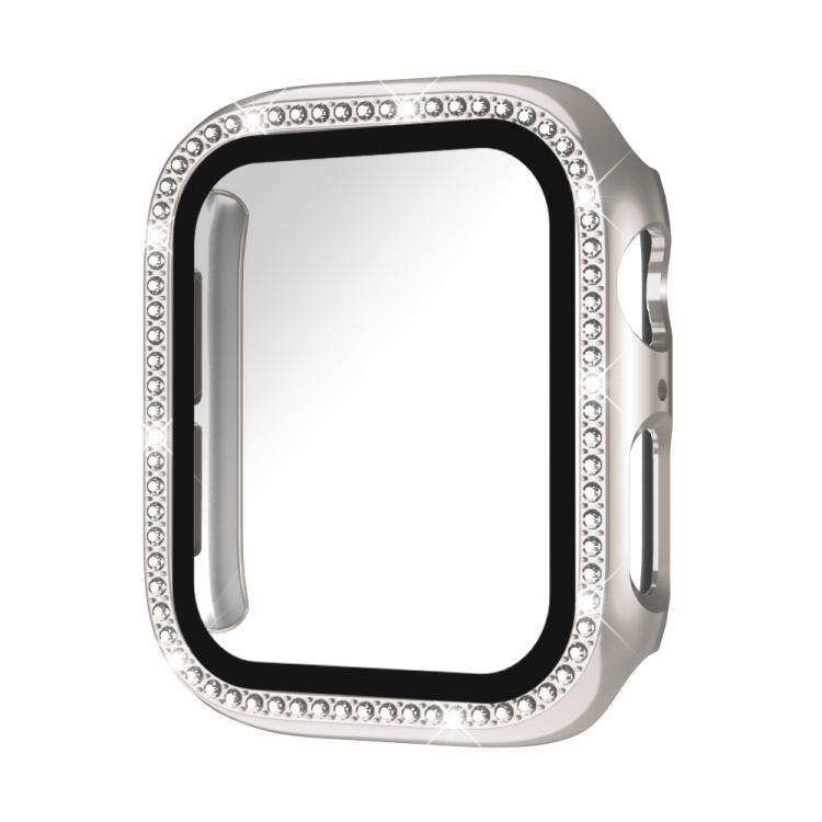 For Apple Watch Series 40mm xDfind Single Row Diamond Tempered Glass Film Integrated PC Watch Case