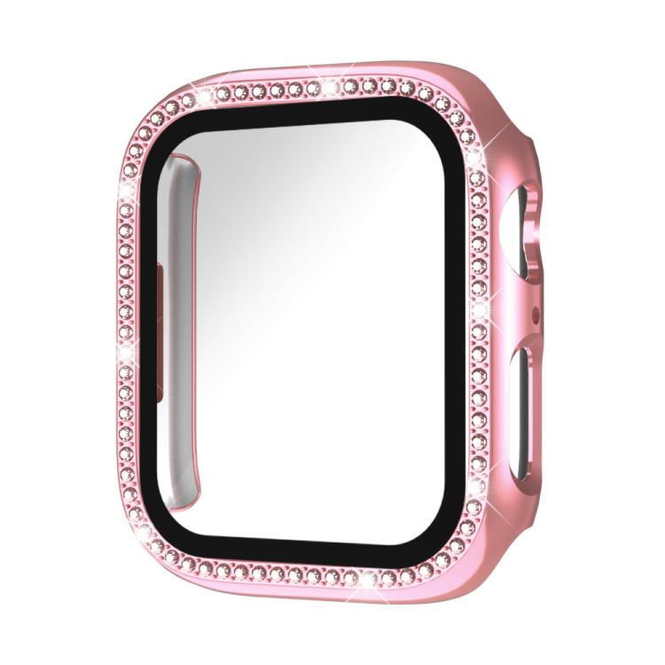 For Apple Watch Series 9 / 8 / 7 41mm xDfind Single Row Diamond Tempered Glass Film Integrated PC Watch Case