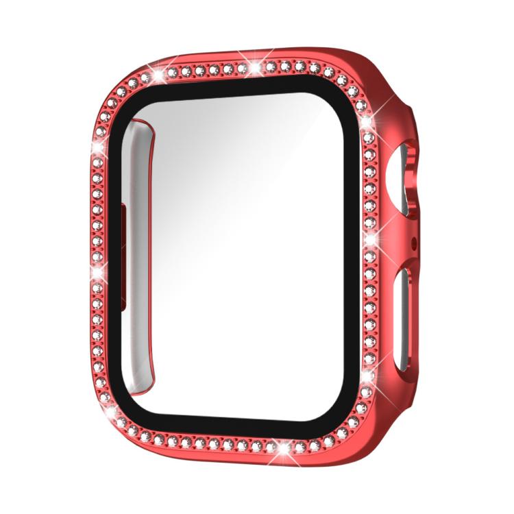 For Apple Watch Series 44mm xDfind Single Row Diamond Tempered Glass Film Integrated PC Watch Case