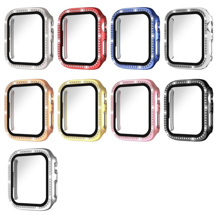 For Apple Watch Series 9 / 8 / 7 41mm xDfind Single Row Diamond Tempered Glass Film Integrated PC Watch Case