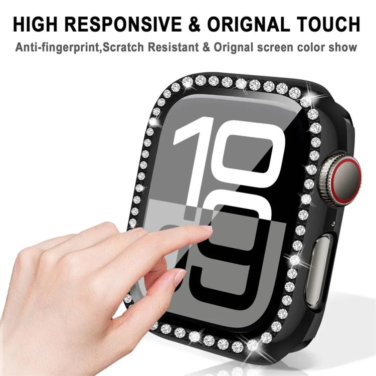 For Apple Watch Series 40mm xDfind Single Row Diamond Tempered Glass Film Integrated PC Watch Case