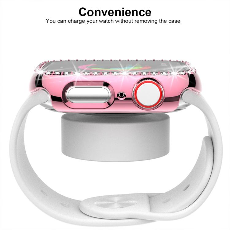 For Apple Watch Series 40mm xDfind Single Row Diamond Tempered Glass Film Integrated PC Watch Case