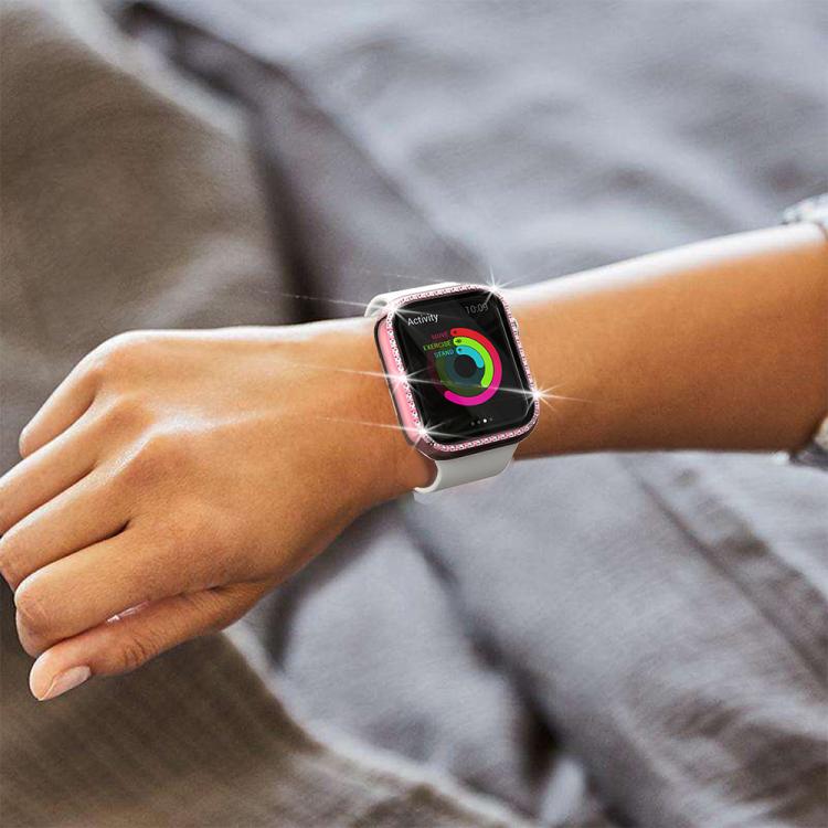 For Apple Watch Series 44mm xDfind Single Row Diamond Tempered Glass Film Integrated PC Watch Case