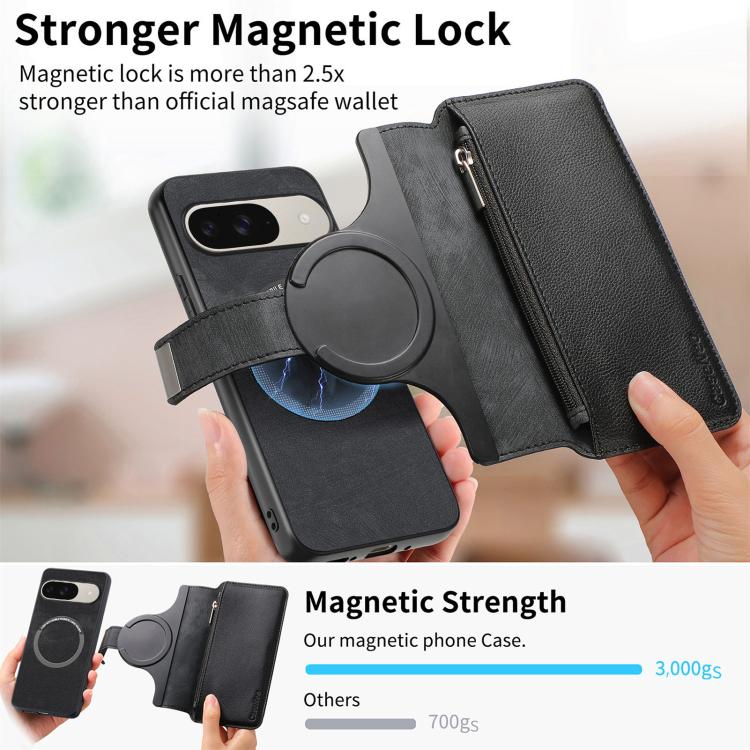 For Google Pixel 10 / 10 Pro / 9 / 9 Pro CaseNeo MagSafe RFID Anti-theft Zipper Wallet Retro Leather Phone Case