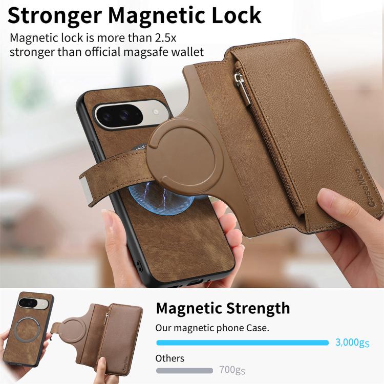 For Google Pixel 10 / 10 Pro / 9 / 9 Pro CaseNeo MagSafe RFID Anti-theft Zipper Wallet Retro Leather Phone Case