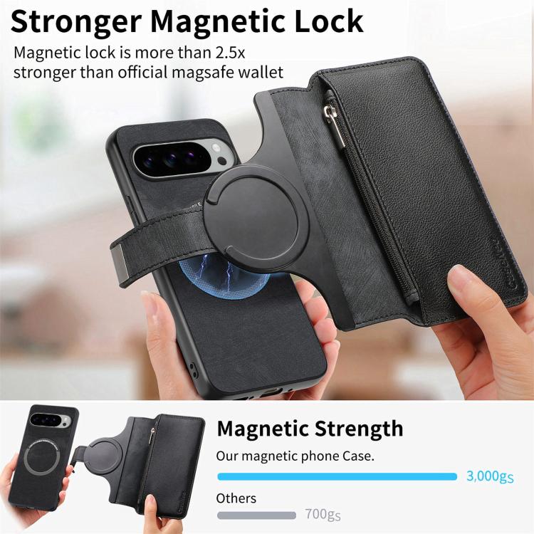 For Google Pixel 10 Pro XL / 9 Pro XL CaseNeo MagSafe RFID Anti-theft Zipper Wallet Retro Leather Phone Case