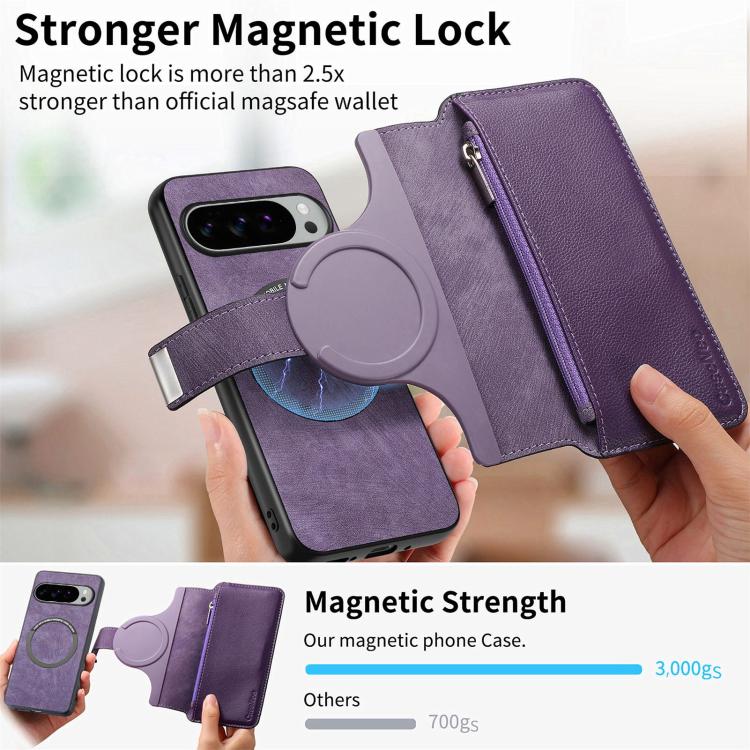 For Google Pixel 10 Pro XL / 9 Pro XL CaseNeo MagSafe RFID Anti-theft Zipper Wallet Retro Leather Phone Case