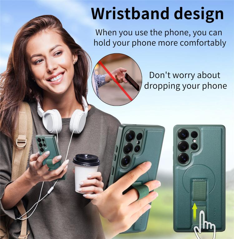 For Samsung Galaxy S25 Ultra 5G CaseNeo Finger Grip Wristband MagSafe Back Phone Case