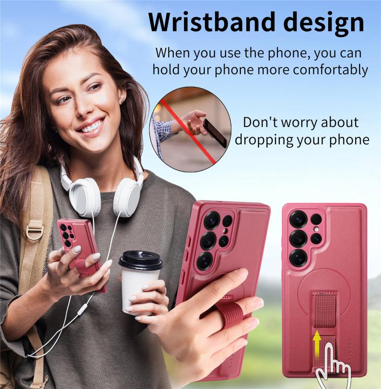 For Samsung Galaxy S25 Ultra 5G CaseNeo Finger Grip Wristband MagSafe Back Phone Case
