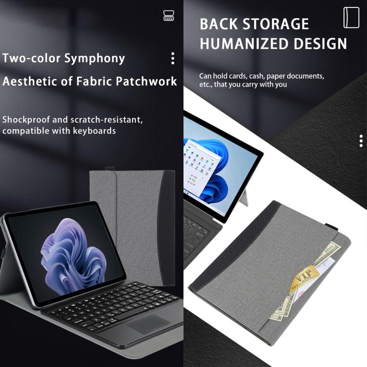 For Microsoft Surface Pro 12 Cloth Texture Stitching Leather Tablet Case
