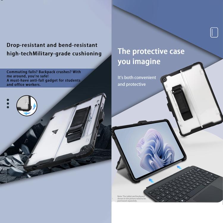 For Microsoft Surface Pro 12 Acrylic Transparent Laptop Case with Shoulder Strap - Black