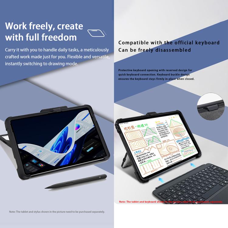 For Microsoft Surface Pro 12 Acrylic Transparent Laptop Case - Black